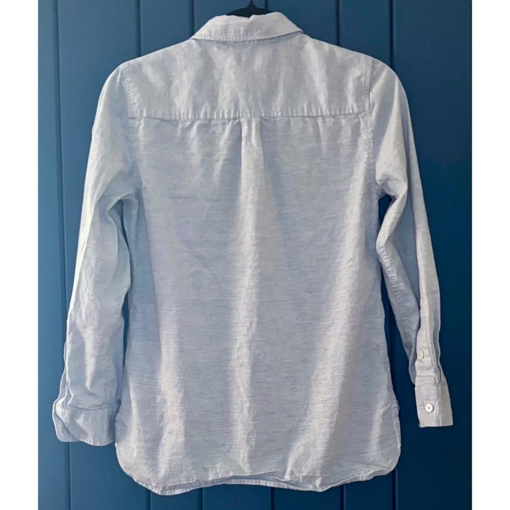 Saturday Kate Spade Light Gray Shirt with Peach Pocket Sz 00 XS S Button Front